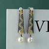 Certificate with nature 9mm Pearl earrings female 925 golden Thin models Earrings Wind court Earrings