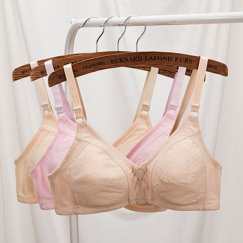 Qiren Flower Middle-aged and Elderly Underwear Women's No Steel Ring No Sponge Thin Old Lady Bra Large Cup Mother Bra