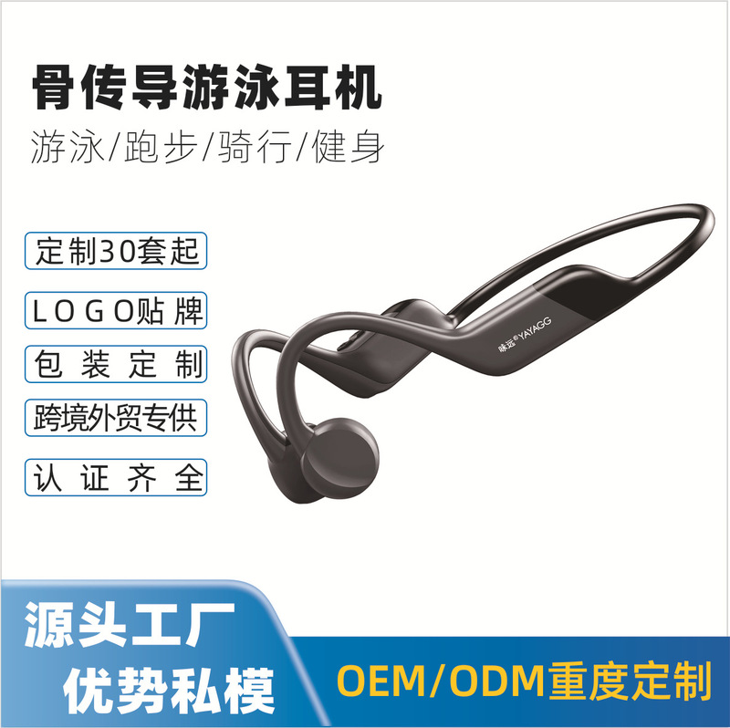 Private Model 2025 New True Bone Conduction Bluetooth Swimming Headset Sports Outdoor Wireless Professional Waterproof with Built-In Memory