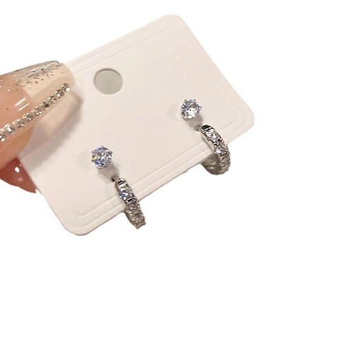 Exquisite 4-piece set of zircon temperament earrings for women, simple and versatile earrings, niche design, high-end commuting earrings