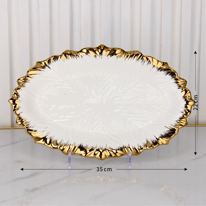 Ceramic Tableware Set, Light Luxury Cabbage Pattern, Dinner Plates & Bowls, Hotel Style