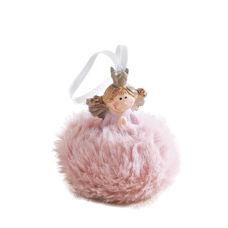 Nuevos productos transfronterizos de madera de peluche rosa chicas colgantes de resina decoraciones de Navidad colgantes de ángel
