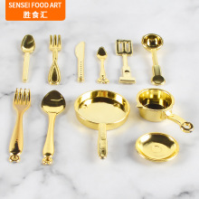 微缩食玩场景搭配餐厨具玩具模型迷你勺子叉子平底锅道具模型