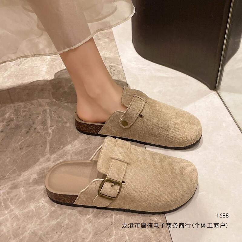 French-style retro cork mule shoes for women, 2026 summer collection, versatile new design, soft leather, soft sole, slip-on style, resembling Birkenstock sandals French-style retro cork mule shoes for women, 2026 summer collection, versatile new design, soft leather, soft sole, slip-on style, resembling Birkenstock sandals