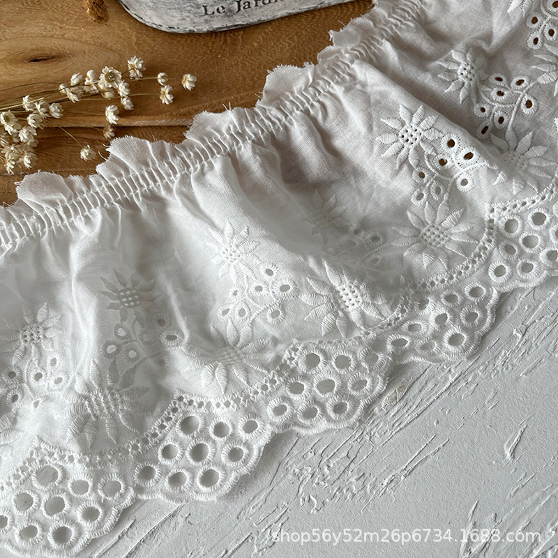 現物の多くの綿の刺繍のしわのレースの家庭用紡績の服装の補助材料の手作りのDIY布芸の白い杏色の卸売り