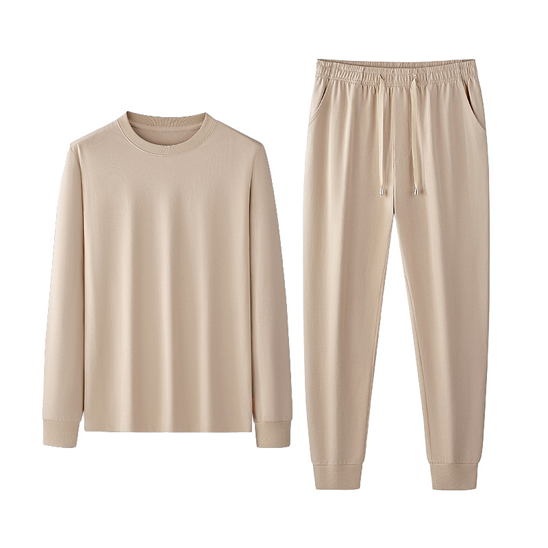 [Algodón suave de agua] Nuevo traje de servicio a domicilio de primavera y verano para hombres, algodón, agradable para la piel, color sólido, pijamas deportivos