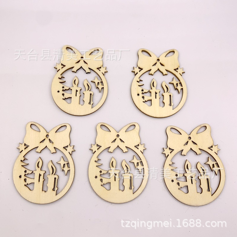 Tronco hueco campana de Navidad vela hoja de madera decoración vela de Navidad colgante 10 paquete con cuerda de cáñamo