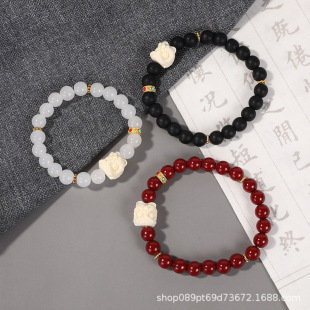 National tide three-color bodhi lion wake-up glass bracelet couples fortune bracelet niche Wen Chuang jewelry scenic spot stall wholesale