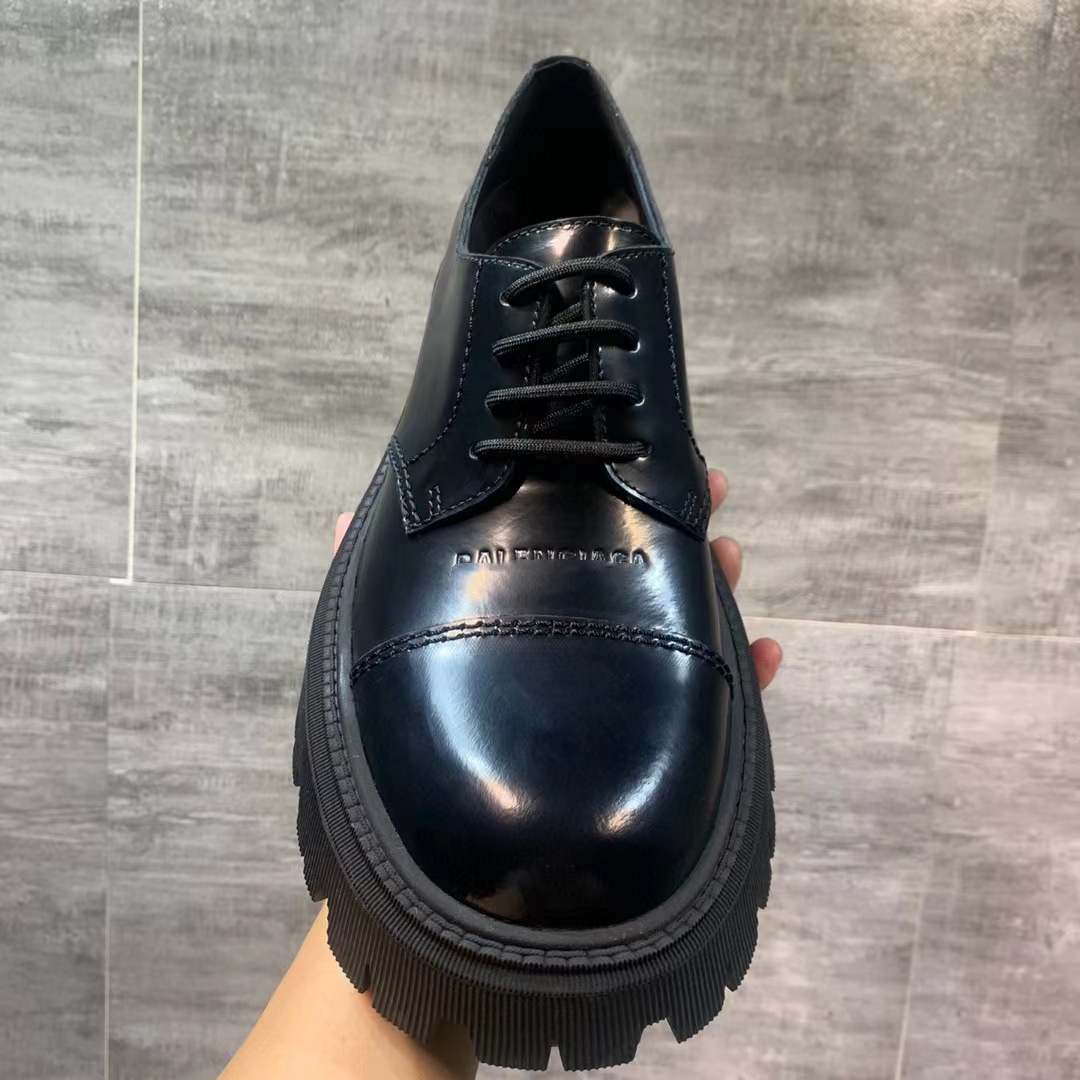 ShoeVault 2023 New Trendy Retro Distressed Men's Versatile Big Toe Derby Thick Sole Height Increasing Single Platform Shoes_voghion.com