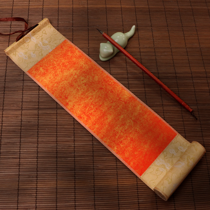 Wax dyeing painting shaft mini small scroll retro blank hanging shaft calligraphy 8