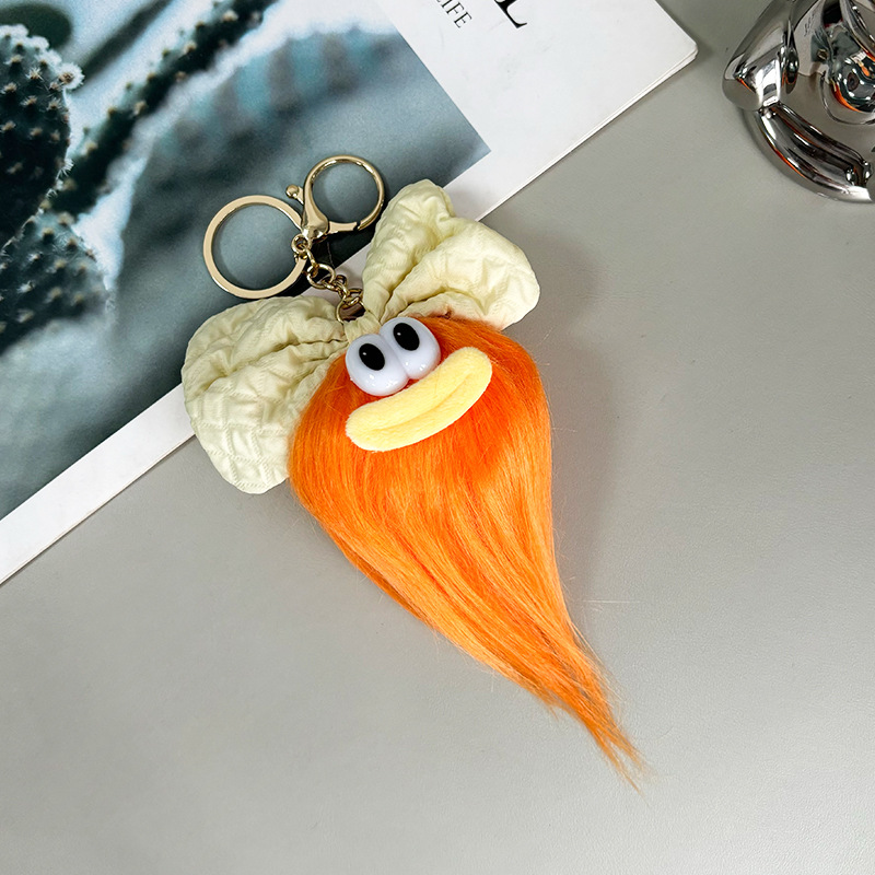 Creativa boca de salchicha divertido muñeca de lana frita llavero lindo peinado de felpa muñeca de bricolaje mochila escolar colgante joyería