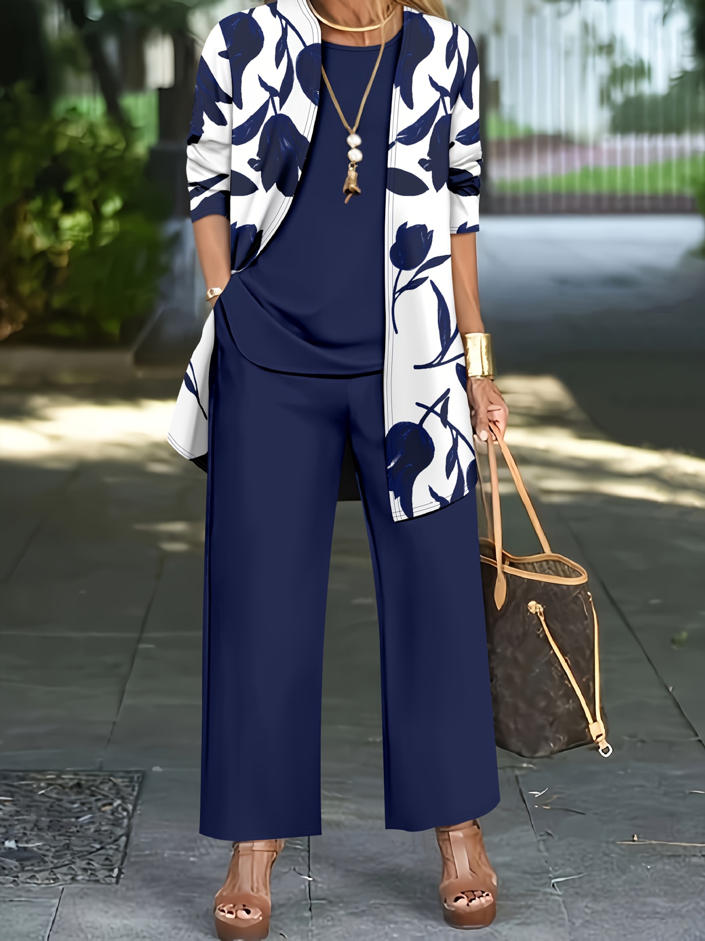Women's 3 Piece Set Autumn Casual Outerwear Vest Pants_ecoleips.com