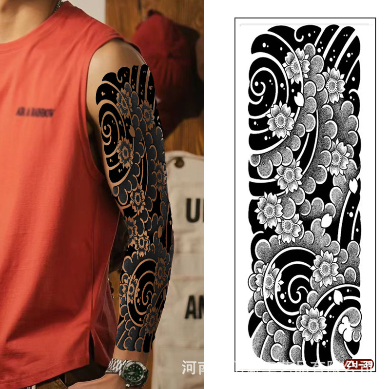 Calcomanías de tatuaje semipermanentes de brazo completo para hombres y mujeres brazo imagen grande jugo de planta no puede lavar las pegatinas de tótem de tatuaje