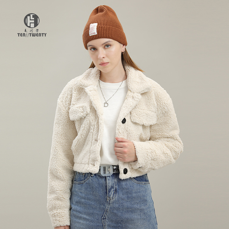 Chaqueta Corta de Algodón para Mujer de Poliéster para Invierno