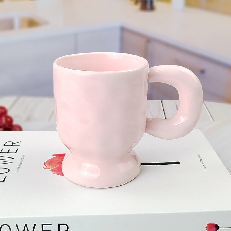 不规则ins风创意石头纹陶瓷杯高颜值马克杯纯色水杯树杆把手杯新|undefined