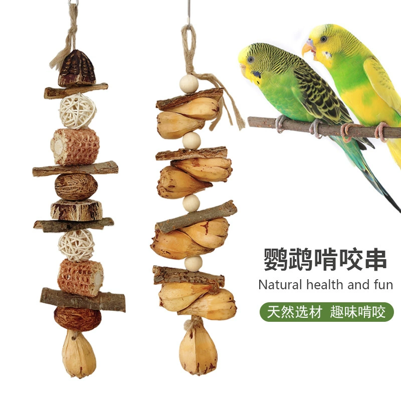 Попугай игрушка натуральный материал птицы, чтобы снять скуку, кусая верстку коры ананаса