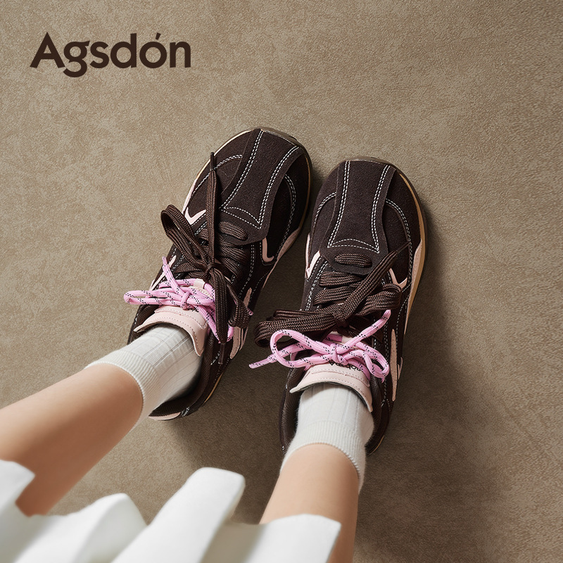 Augu Shi Deng marrón zapatos de entrenamiento para mujeres 2025 nuevo otoño enorme hermoso ballet Gump zapatos casuales