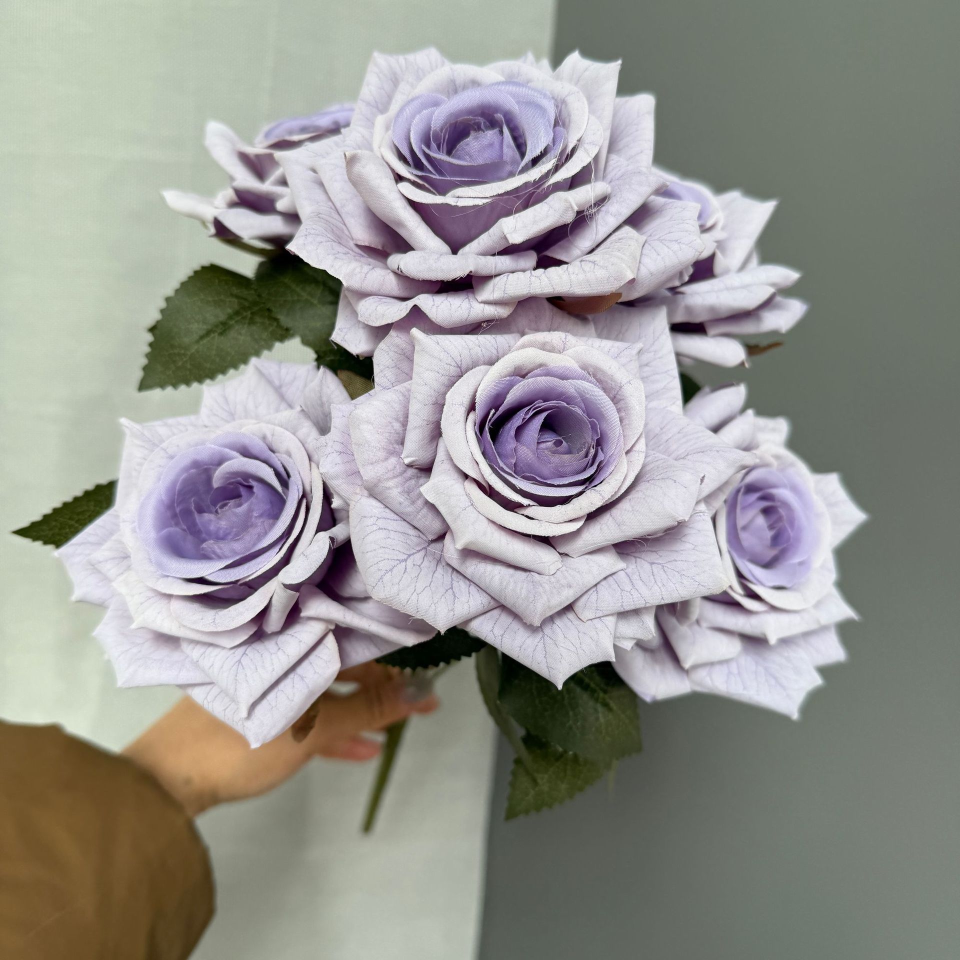 Flor artificial 7 Manta Rosa boda novia con flor hogar sala de estar decoración Flor de seda fotografía apoyos flor