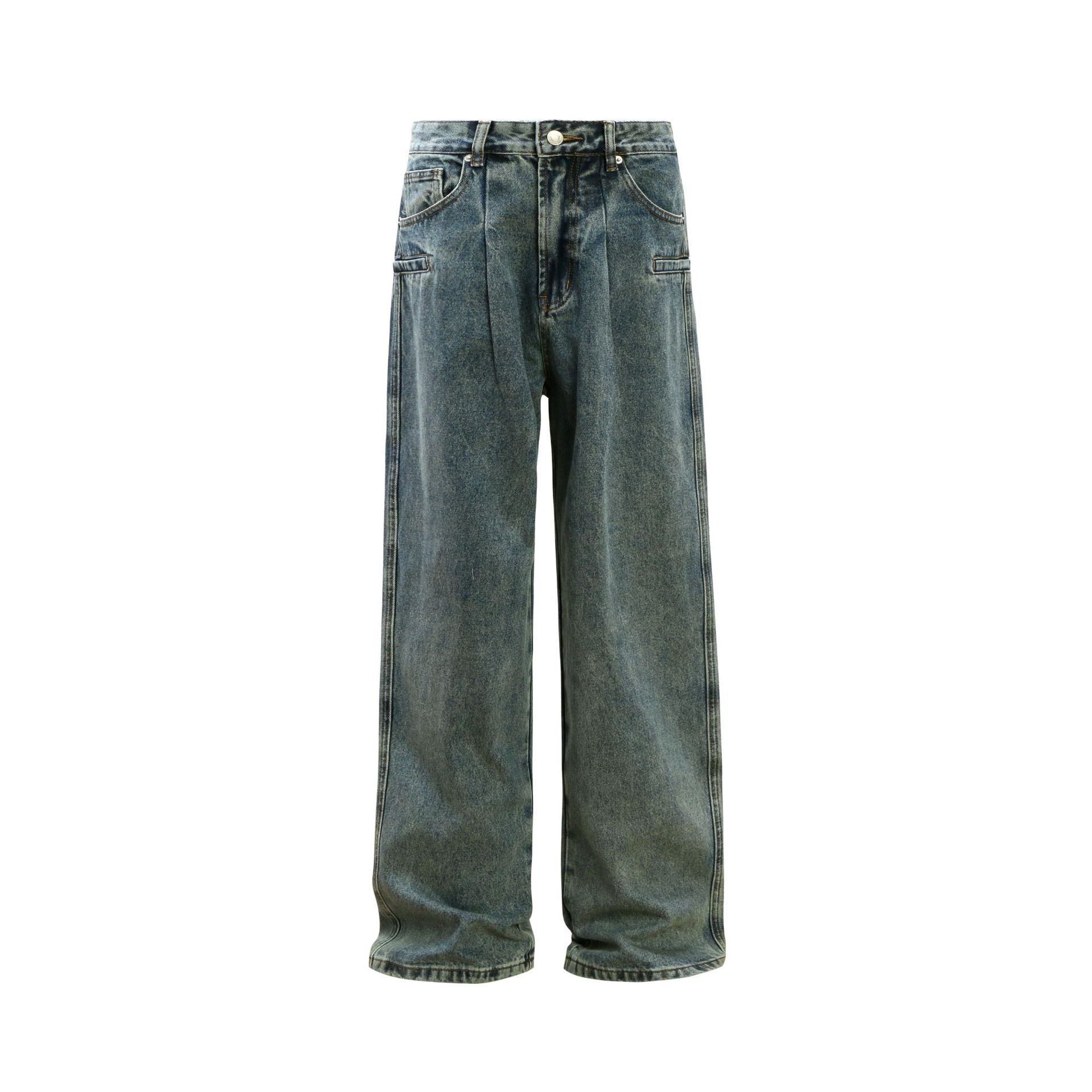 American Style Vintage Wash Old vintage Loose Jeans Men's and Women's Fashion Brand Straight Vibe Wide Leg Pants