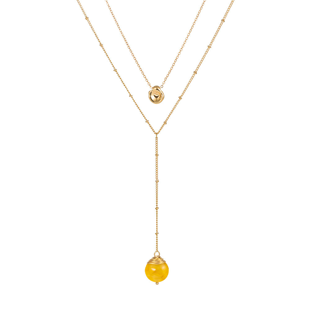 European and American fashion personality design golden pea pendant multilayer necklacepicture10