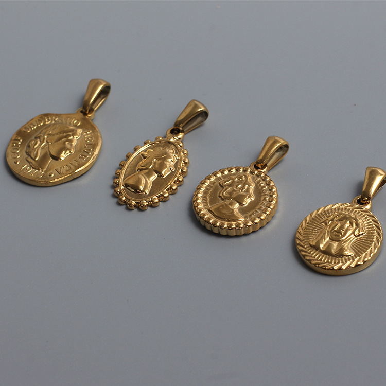 Titanium Steel Material 1 Piece Titanium Steel Human Round Oval Pendant