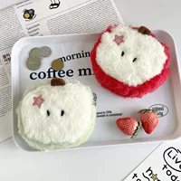 Милый мультяшный зеленый яблоко, мягкий красный яблоко, кошелек для монет, сумка для хранения мелочей, сумка для губной помады, креативная сумка для наушников с вышивкой
