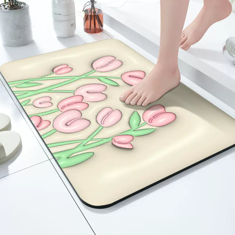 吸水地垫卫生间防滑耐脏可清洗可爱卡通3D立体浴室吸水地垫硅藻泥