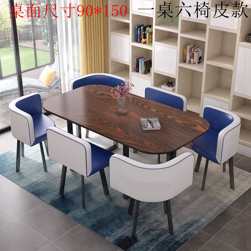 150*90 color paulownia mesa de escritorio azul oscuro cuero blanco una mesa seis sillas