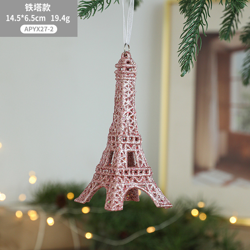 越境プラスチックピンク粘粉金粉クリスマスペンダント創意クリスマスツリー装飾用品ペンダントシーンアレンジ|undefined