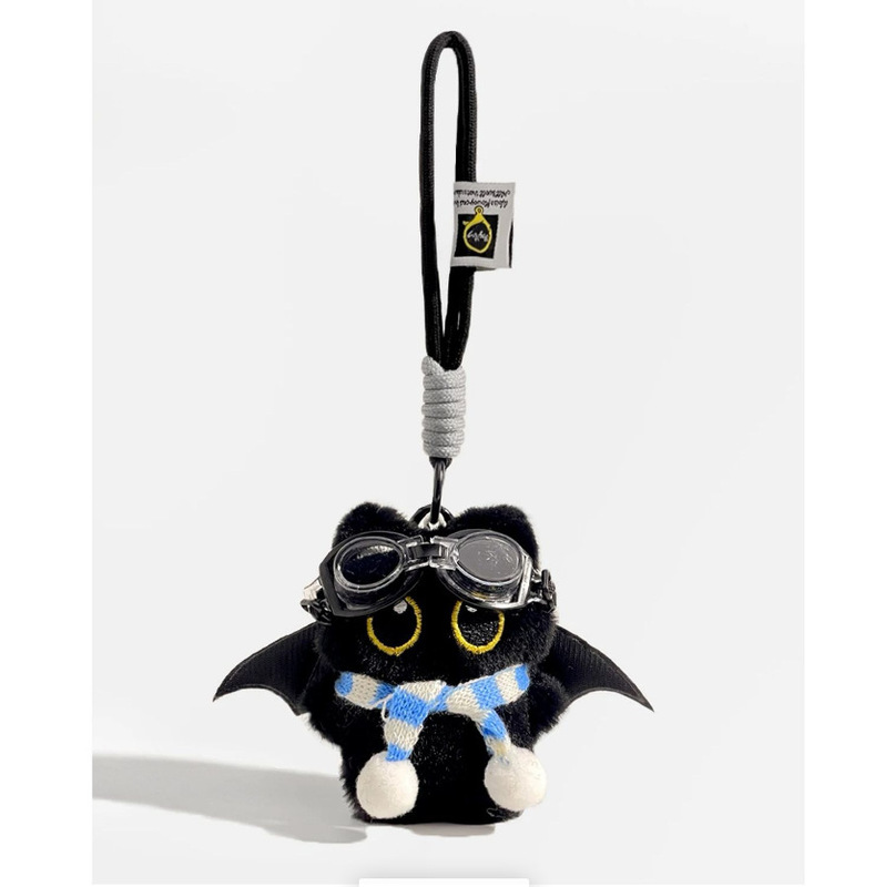 Keychain Bag Pendant Customized Original Little Black Cat Plush Doll Keychain Bag Pendant Doll Car Pendant Gift