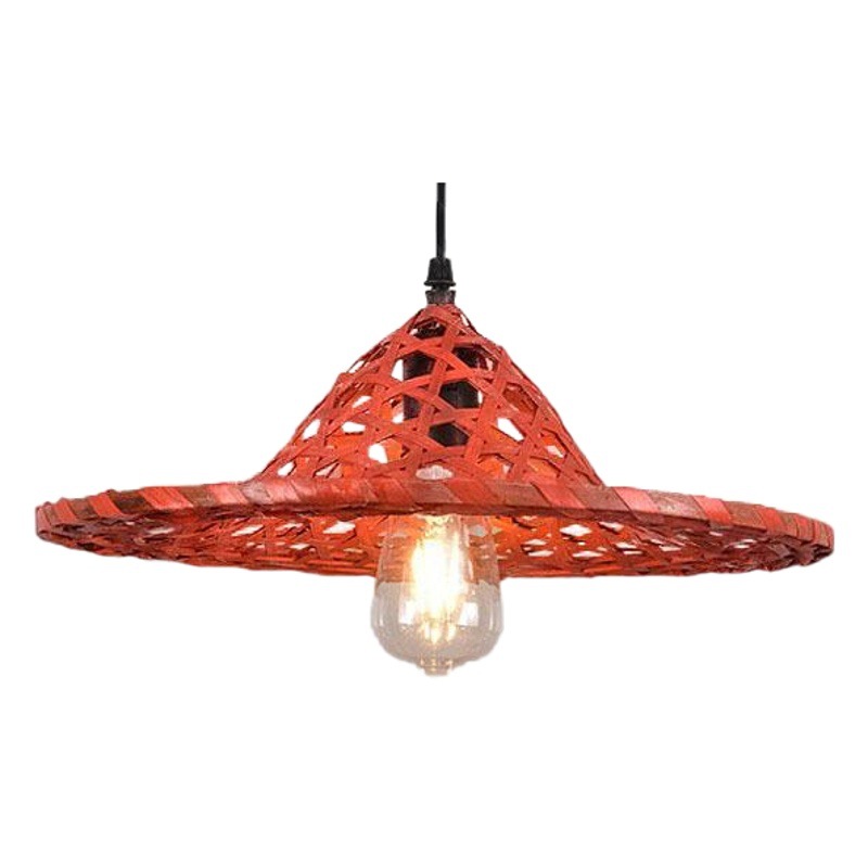 Estilo chino sombrero de paja de bambú araña cubo sombrero personalidad creativa retro olla caliente restaurante granja restaurante lámpara