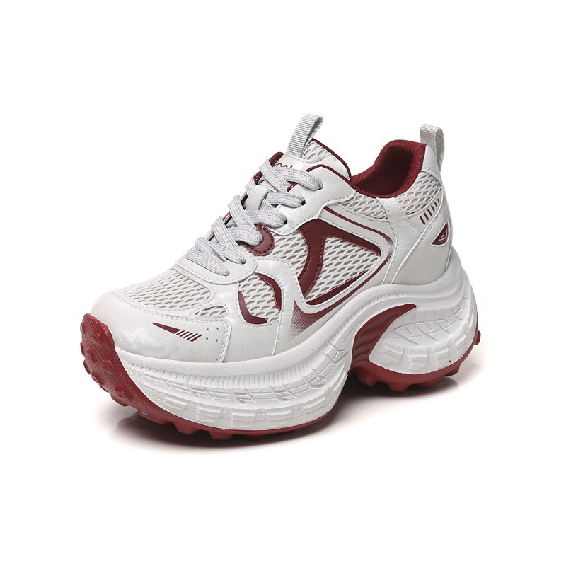 Giày thể thao nữ đế dày tăng chiều cao, phong cách dad sneaker, lưới thoáng khí — xanh lam