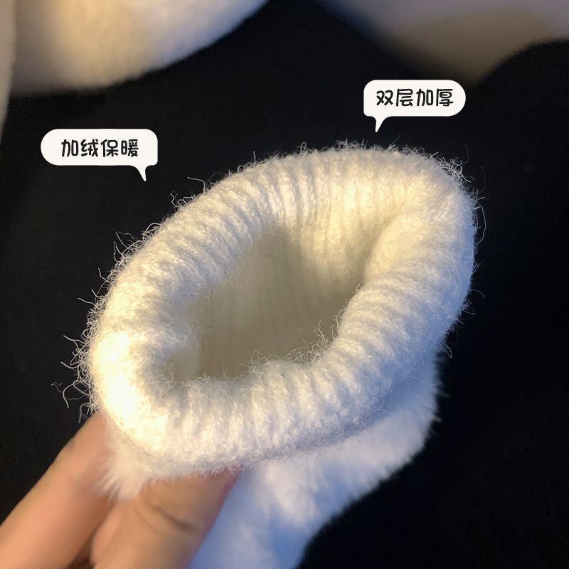 双层手套冬季针织韩版加绒加厚保暖防风防寒毛线分指学生户外骑行|undefined