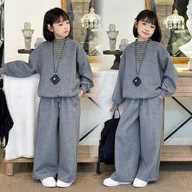 女童奥粒绒加厚套装2025秋装新款大儿童装秋冬季女孩运动衣服洋气