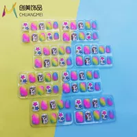 В наличии Детские поддельные ногти Unicorn Horse Wear Самоклеящаяся наклейка для ногтей Мультфильм с клейкой наклейкой для ногтей Готовый продукт