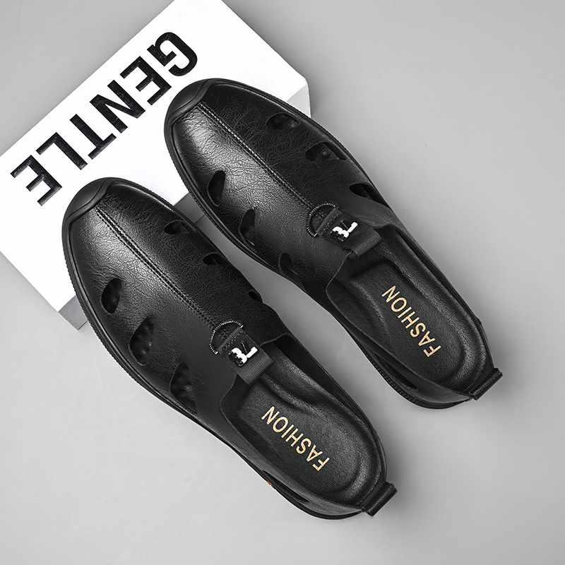 Herren Leder Slipper Sandalen, Atmungsaktive Weiche Clogs Schuhe_voghion.com