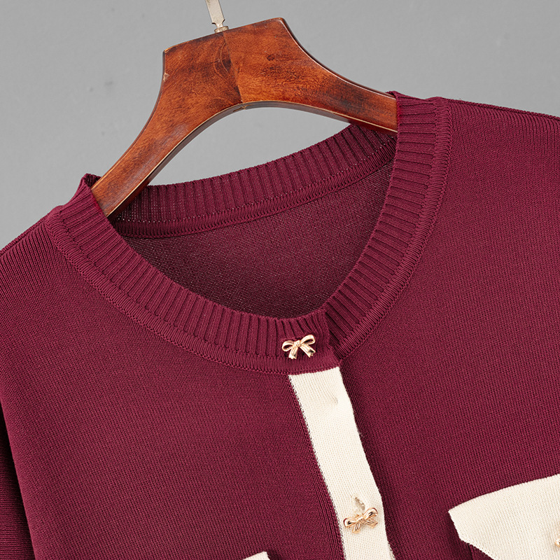 Women's Knitted Two Piece Cardigan And A-line Skirt Set Casual_voghion.com