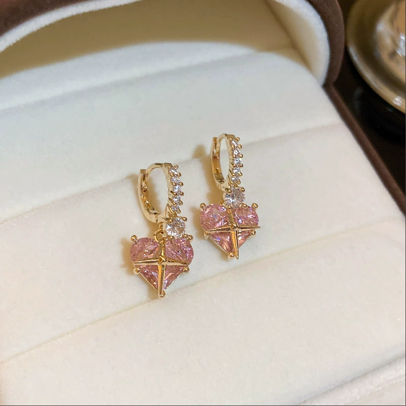 Серебряная игла, циркон, серьги, европейский стиль, легкая роскошь