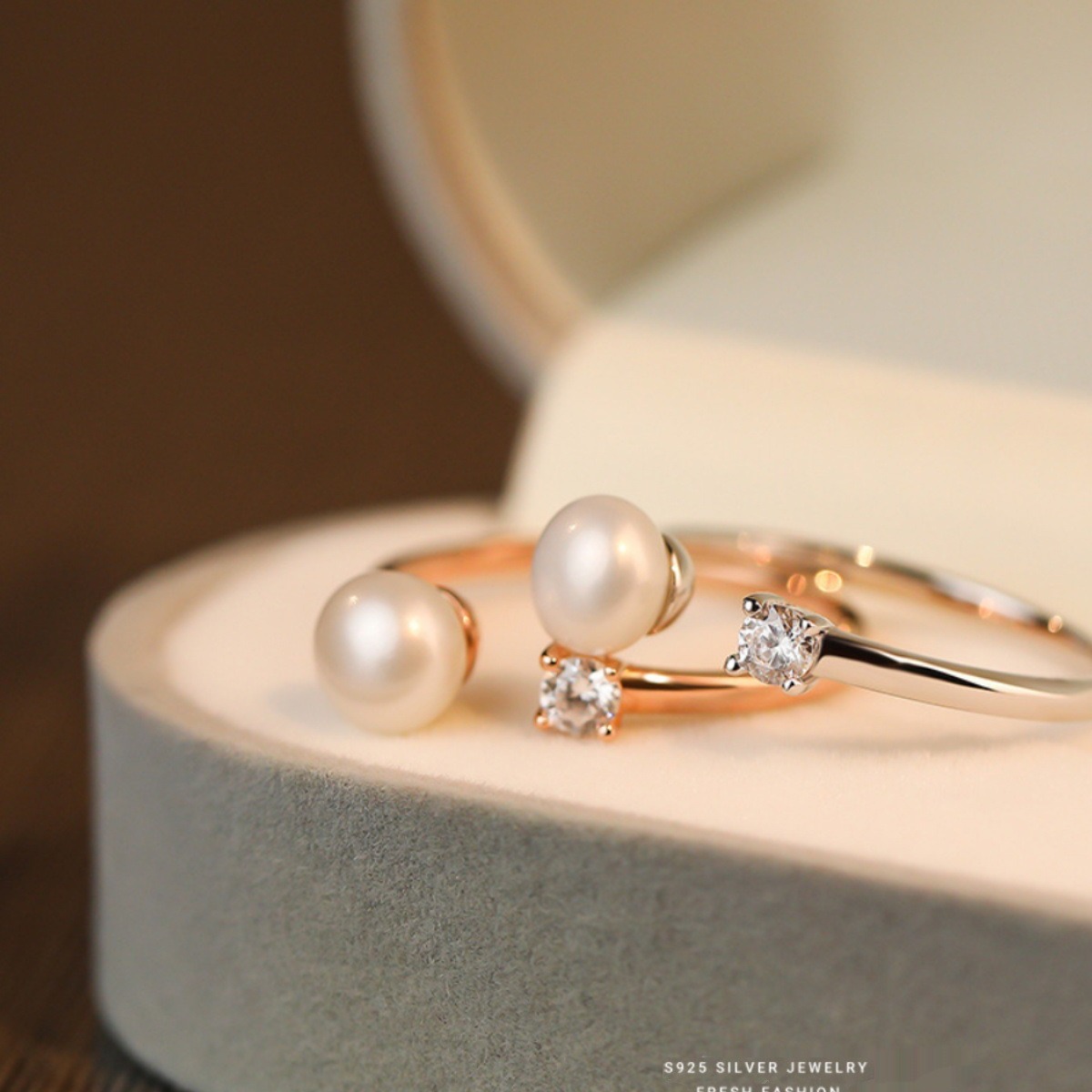 Imitation Pearl Ring Women's Ring Light Luxury High-end Elegant Bread Bead Open Ring