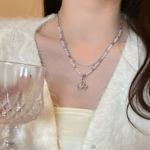 Sweet Cool Style Pearl Gravel Stitching Cherry Necklace Women's New Style Light Luxury Elegant Niche Design High-grade Clavicle Chain