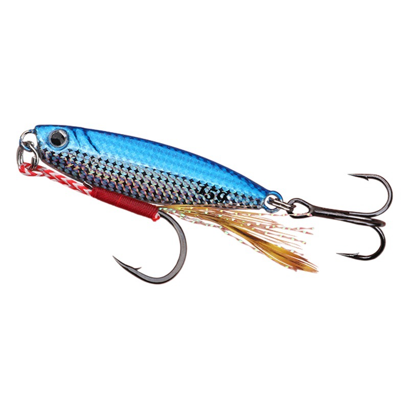 Gota de agua de corte de marca de caballo Placa de hierro Luya cebo caída de placa de hierro reforzado doble gancho agua dulce abalorios bajo cebo falso al por mayor