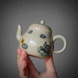 蜜合釉如虎添翼陶瓷茶壶单壶家用带过滤冲茶器创意生肖虎泡茶水壶
