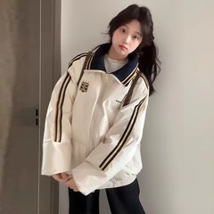 跨境复古学院风拼接撞色棉服女新款冬季加厚保暖宽松情侣棉衣外套