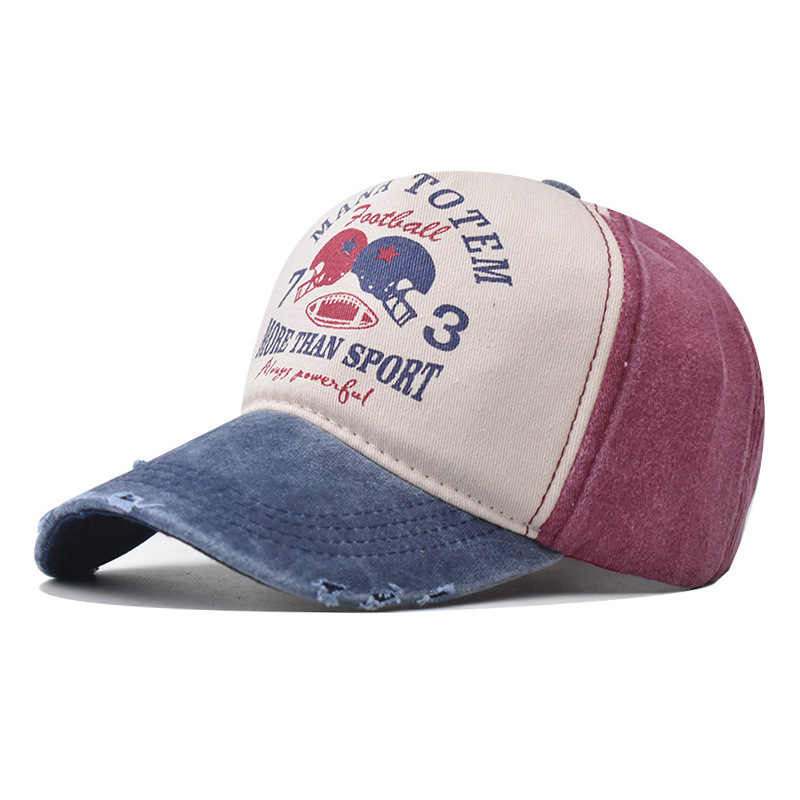 Comercio exterior nuevo Denim lavado apenada gorra de béisbol carta de impresión gorra de béisbol grande bordado hip hop sombrero casual cap
