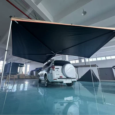 Fan-Shaped Canopy Tent with 180-Degree Side Awning, New Model for Outdoor Cars, Frameless Large Space Camping Car Side Tent (Avtomobil yan çətirləri) - 2m-radius-ordinary-thin-material-black-rubber-khaki-fan-shape-1