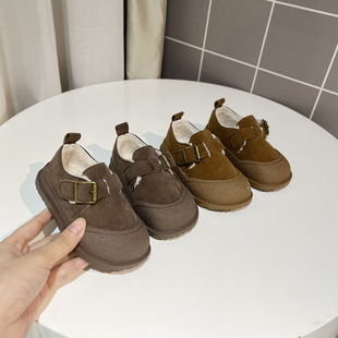 Korean Style Children's Borken Shoes 2024 Spring New Retro Casual Boys' Single Shoes Girls' Soft Sole All-match Bean Shoes