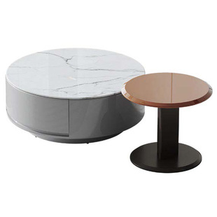 Square Coffee Table and 1 Chest with Marble Look Sintered
