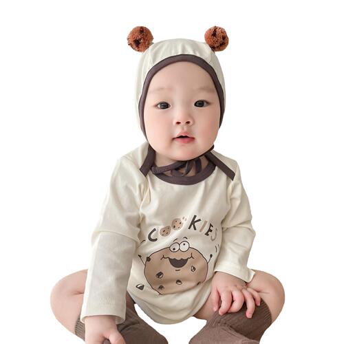 Baby spring Korean style new ins style jumpsuit baby cute fun biscuit printed harem suit