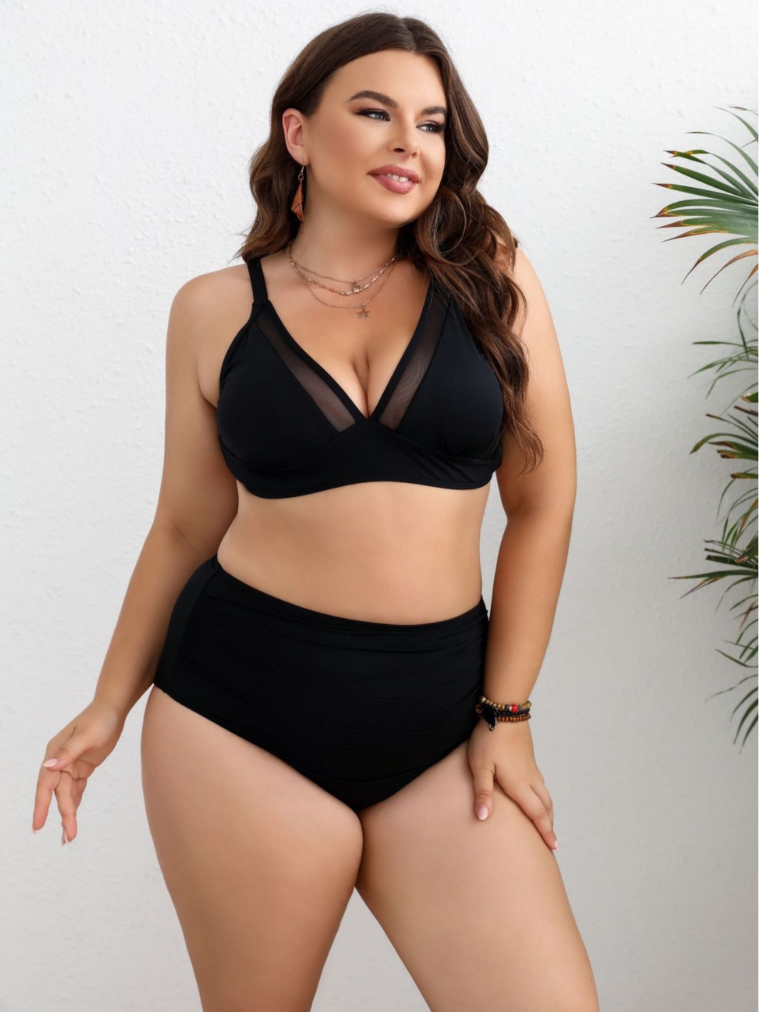 Upanikés ajustados transfronterizos conservadores y sexy bikini de tamaño grande dividido trajes de baño de espalda image 4