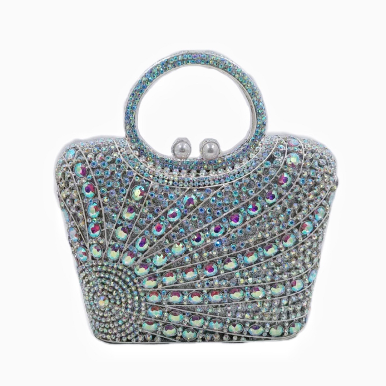 Túi clutch nữ đính đá dạ hội dáng đứng đeo chéo xách tay phong cách châu Âu — bạc, Bạc AB, màu vàng, Champagne màu chi tiết 6